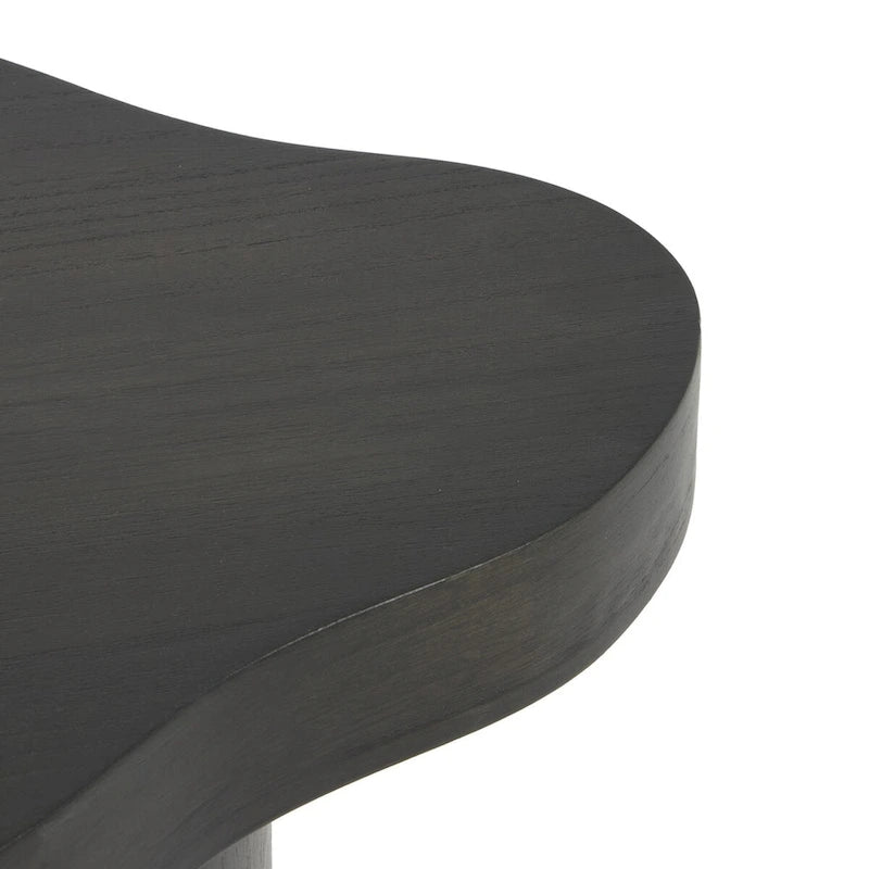 Table d'appoint/de chevet sur pied en bois marron/noir avec plateau carré arrondi - Usage unique