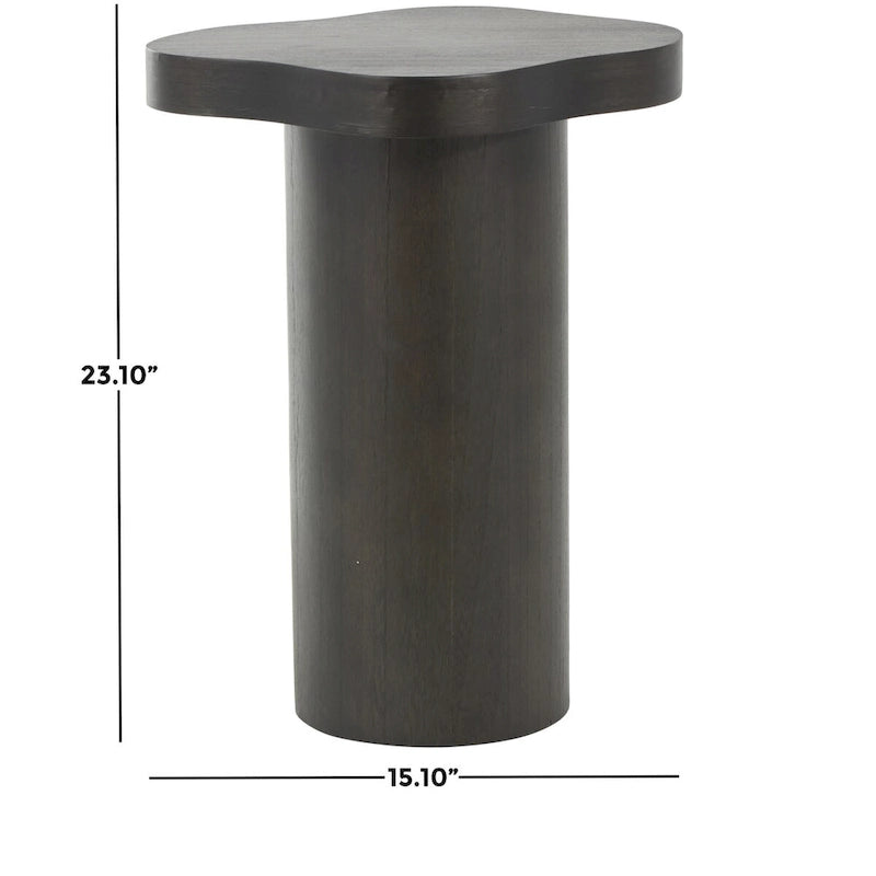 Table d'appoint/de chevet sur pied en bois marron/noir avec plateau carré arrondi - Usage unique