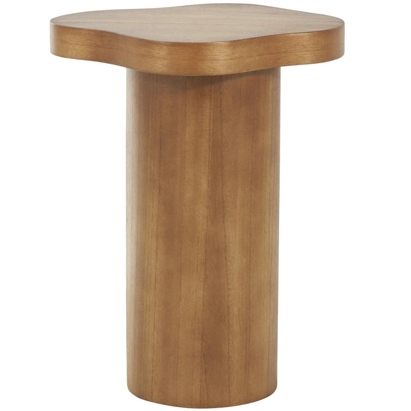 Table d'appoint/de chevet sur pied en bois marron/noir avec plateau carré arrondi - Usage unique