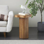 Table d'appoint/de chevet sur pied en bois marron/noir avec plateau carré arrondi - Usage unique