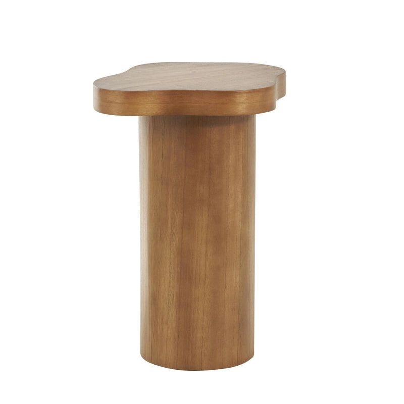 Table d'appoint/de chevet sur pied en bois marron/noir avec plateau carré arrondi - Usage unique