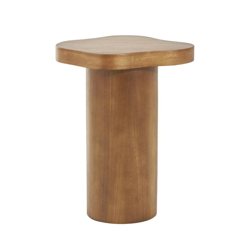 Table d'appoint/de chevet sur pied en bois marron/noir avec plateau carré arrondi - Usage unique