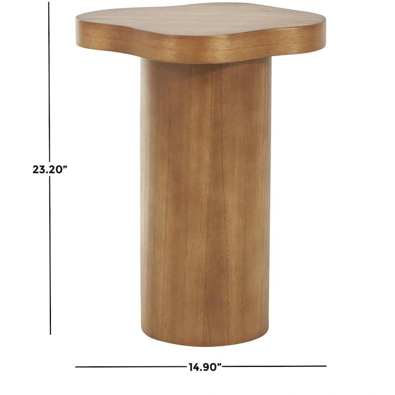 Table d'appoint/de chevet sur pied en bois marron/noir avec plateau carré arrondi - Usage unique