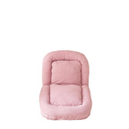 Canapé-lit pliable trois places rembourré beige/rose avec 18 positions réglables - Usage unique