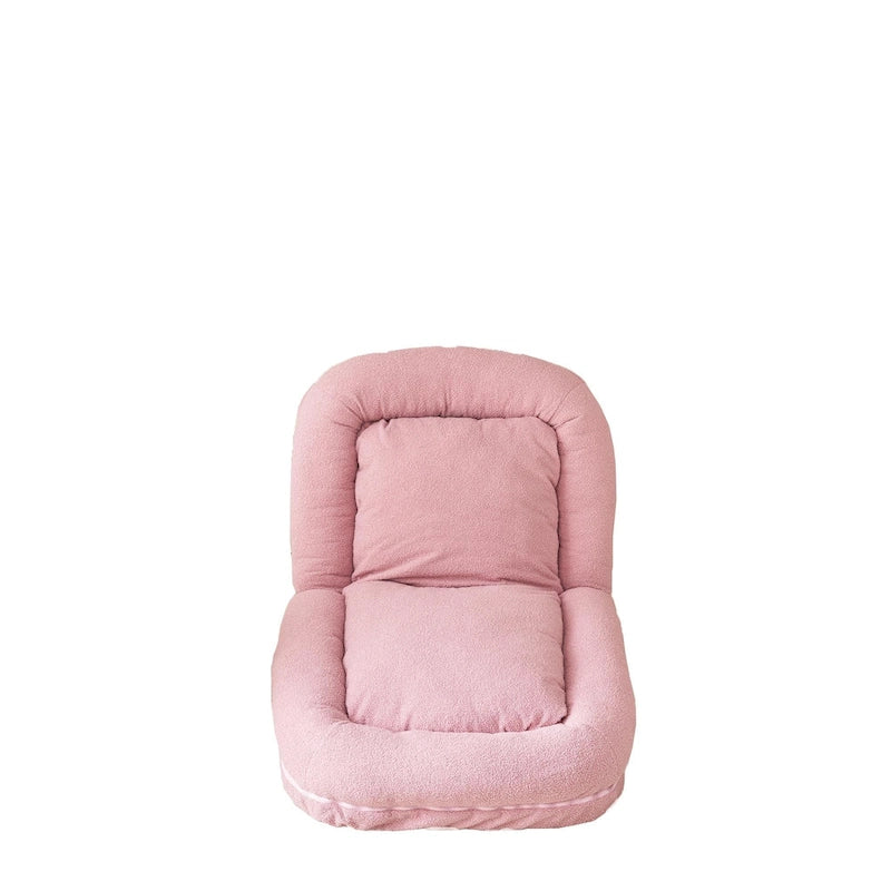 Canapé-lit pliable trois places rembourré beige/rose avec 18 positions réglables - Usage unique