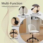Chaise de bureau pivotante mi-dossier blanche et noire en tissu bouclé avec pieds en métal noir - Usage unique
