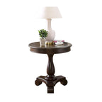 Table d'appoint ronde à piédestal en bois expresso avec pieds en volute - Usage unique