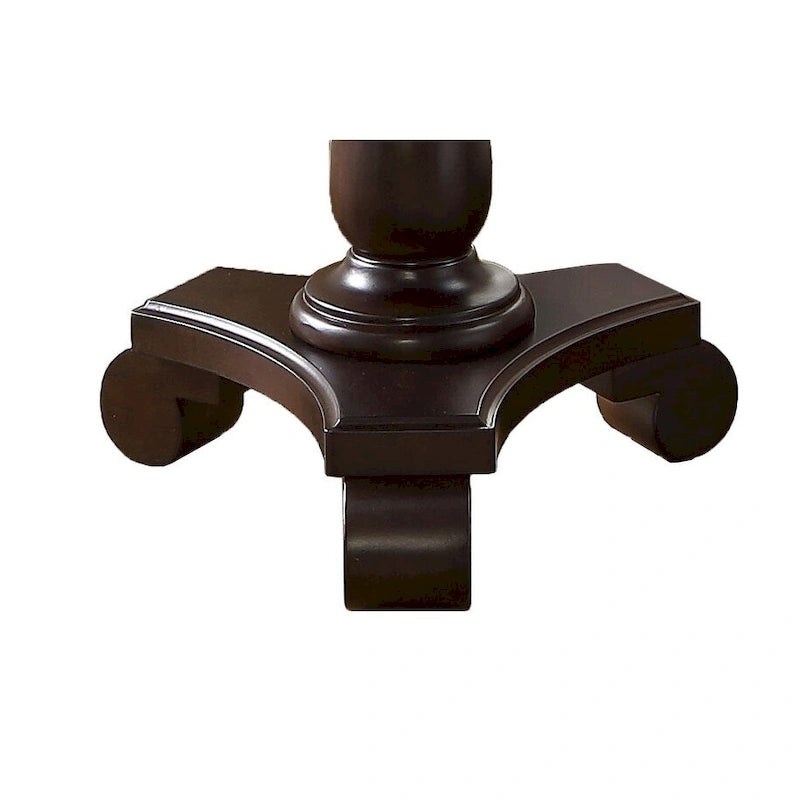 Table d'appoint ronde à piédestal en bois expresso avec pieds en volute - Usage unique