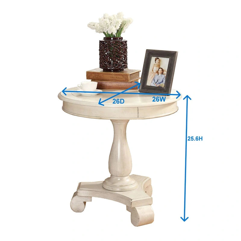Table d'appoint ronde à piédestal en bois expresso avec pieds en volute - Usage unique