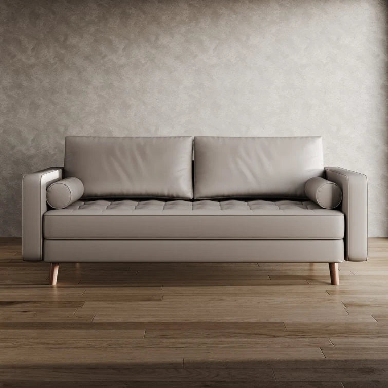 Canapé à accoudoirs carrés en similicuir Beige / Blanc / Marron / Gris / Noir 177,8 cm - Pour 2 personnes