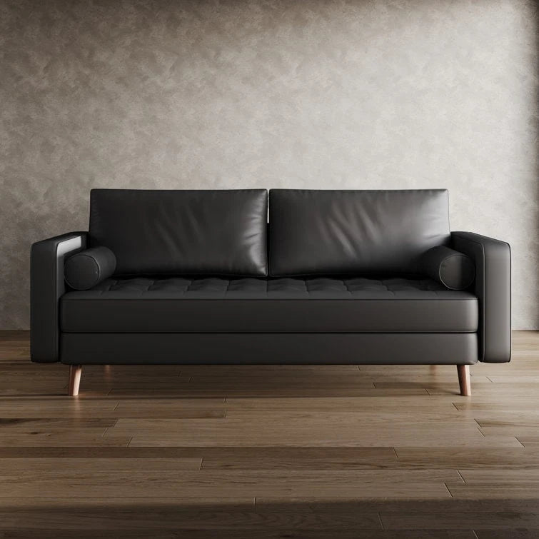 Canapé à accoudoirs carrés en similicuir Beige / Blanc / Marron / Gris / Noir 177,8 cm - Pour 2 personnes