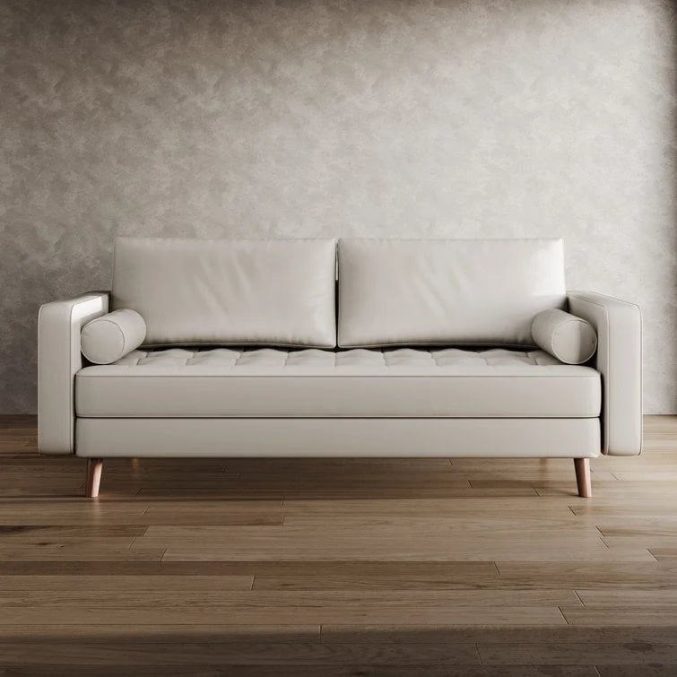 Canapé à accoudoirs carrés en similicuir Beige / Blanc / Marron / Gris / Noir 177,8 cm - Pour 2 personnes