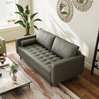 Canapé à accoudoirs carrés en similicuir Beige / Blanc / Marron / Gris / Noir 177,8 cm - Pour 2 personnes