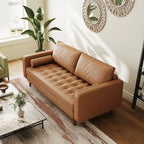 Canapé à accoudoirs carrés en similicuir Beige / Blanc / Marron / Gris / Noir 177,8 cm - Pour 2 personnes