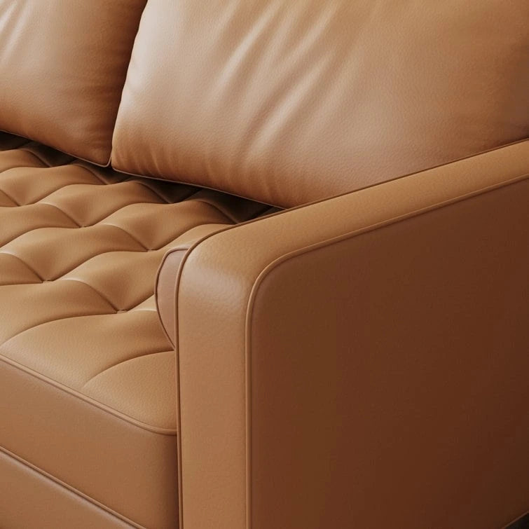 Canapé à accoudoirs carrés en similicuir Beige / Blanc / Marron / Gris / Noir 177,8 cm - Pour 2 personnes