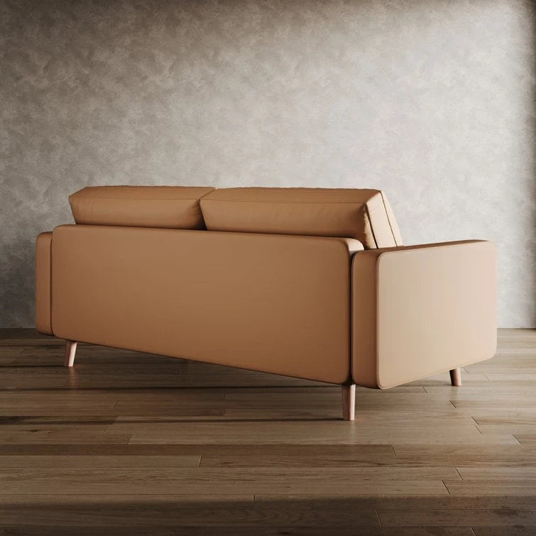Canapé à accoudoirs carrés en similicuir Beige / Blanc / Marron / Gris / Noir 177,8 cm - Pour 2 personnes
