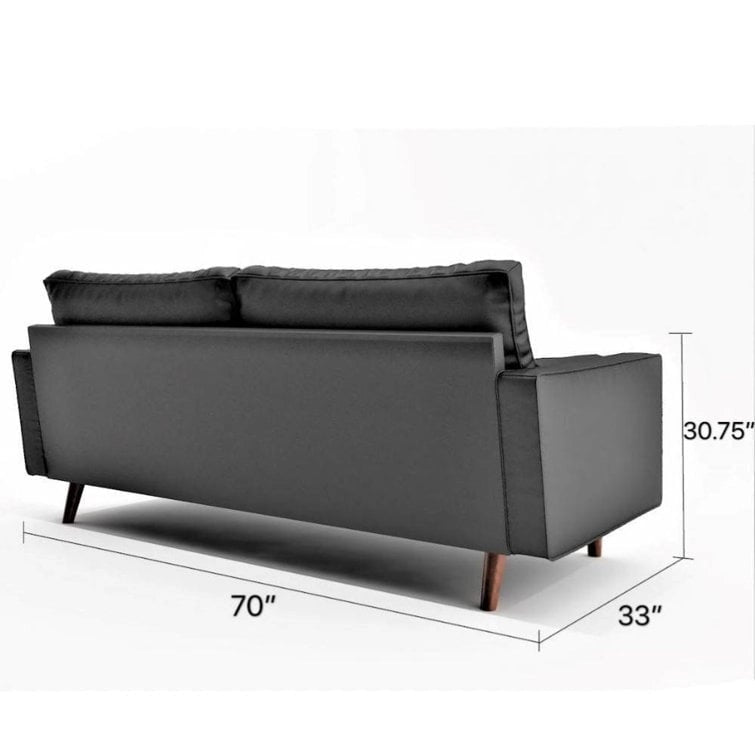 Canapé à accoudoirs carrés en similicuir Beige / Blanc / Marron / Gris / Noir 177,8 cm - Pour 2 personnes