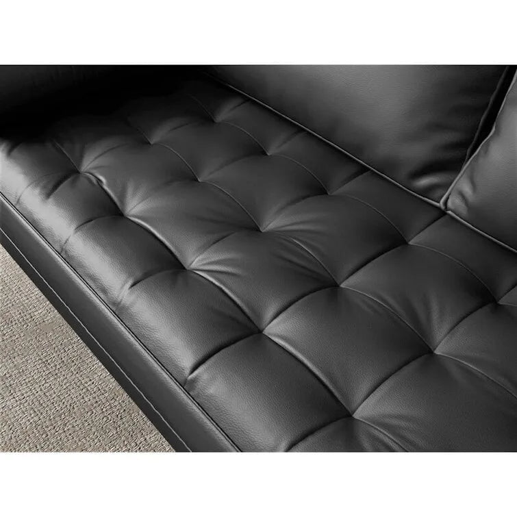Canapé à accoudoirs carrés en similicuir Beige / Blanc / Marron / Gris / Noir 177,8 cm - Pour 2 personnes