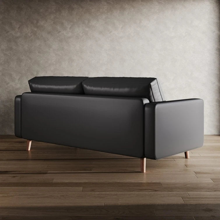 Canapé à accoudoirs carrés en similicuir Beige / Blanc / Marron / Gris / Noir 177,8 cm - Pour 2 personnes
