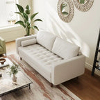 Canapé à accoudoirs carrés en similicuir Beige / Blanc / Marron / Gris / Noir 177,8 cm - Pour 2 personnes