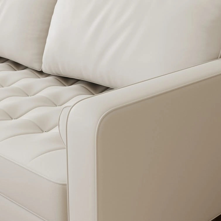 Canapé à accoudoirs carrés en similicuir Beige / Blanc / Marron / Gris / Noir 177,8 cm - Pour 2 personnes