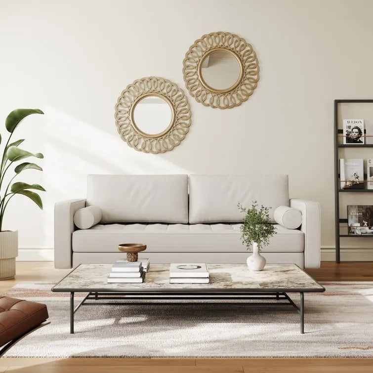 Canapé à accoudoirs carrés en similicuir Beige / Blanc / Marron / Gris / Noir 177,8 cm - Pour 2 personnes