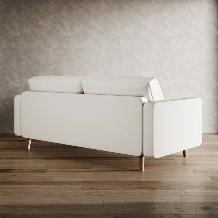 Canapé à accoudoirs carrés en similicuir Beige / Blanc / Marron / Gris / Noir 177,8 cm - Pour 2 personnes
