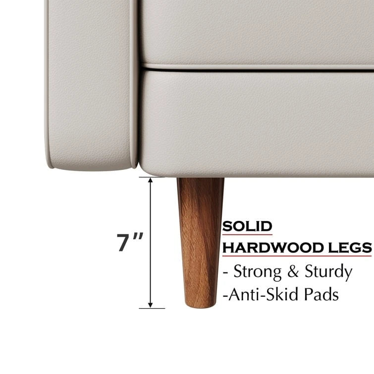 Canapé à accoudoirs carrés en similicuir Beige / Blanc / Marron / Gris / Noir 177,8 cm - Pour 2 personnes