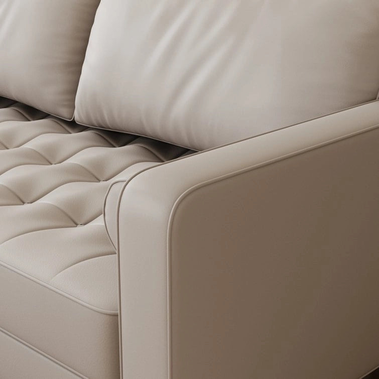 Canapé à accoudoirs carrés en similicuir Beige / Blanc / Marron / Gris / Noir 177,8 cm - Pour 2 personnes