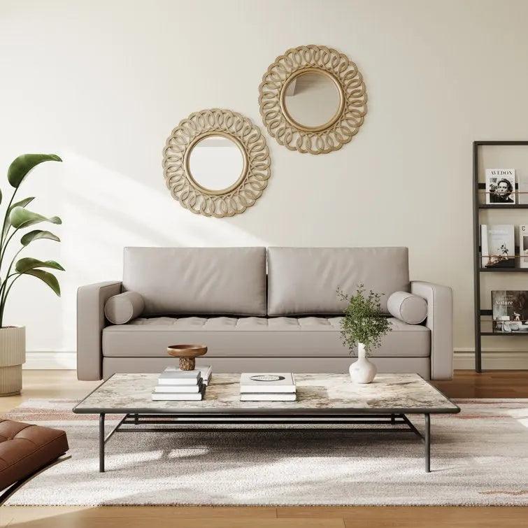 Canapé à accoudoirs carrés en similicuir Beige / Blanc / Marron / Gris / Noir 177,8 cm - Pour 2 personnes