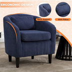 Fauteuil Mid-Century rembourré en velours côtelé avec pieds en bois bleu marine / noir / camel / beige / gris foncé / vert émeraude - Usage unique