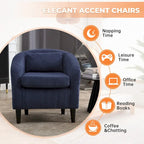 Fauteuil Mid-Century rembourré en velours côtelé avec pieds en bois bleu marine / noir / camel / beige / gris foncé / vert émeraude - Usage unique