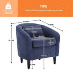 Fauteuil Mid-Century rembourré en velours côtelé avec pieds en bois bleu marine / noir / camel / beige / gris foncé / vert émeraude - Usage unique