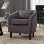 Fauteuil Mid-Century rembourré en velours côtelé avec pieds en bois bleu marine / noir / camel / beige / gris foncé / vert émeraude - Usage unique