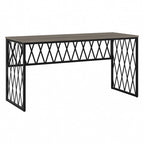 Bureau de travail industriel 60W gris bois flotté/hickory gris foncé avec cadre en métal et passe-câbles - Usage unique