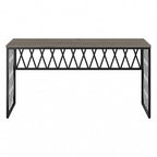 Bureau de travail industriel 60W gris bois flotté/hickory gris foncé avec cadre en métal et passe-câbles - Usage unique