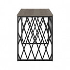 Bureau de travail industriel 60W gris bois flotté/hickory gris foncé avec cadre en métal et passe-câbles - Usage unique