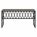 Bureau de travail industriel 60W gris bois flotté/hickory gris foncé avec cadre en métal et passe-câbles - Usage unique