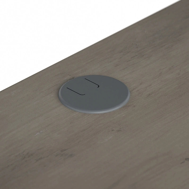 Bureau de travail industriel 60W gris bois flotté/hickory gris foncé avec cadre en métal et passe-câbles - Usage unique