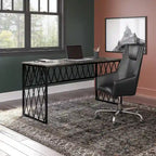 Bureau de travail industriel 60W gris bois flotté/hickory gris foncé avec cadre en métal et passe-câbles - Usage unique