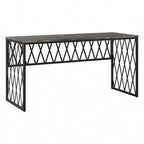 Bureau de travail industriel 60W gris bois flotté/hickory gris foncé avec cadre en métal et passe-câbles - Usage unique
