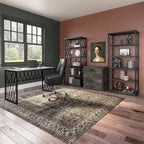 Bureau de travail industriel 60W gris bois flotté/hickory gris foncé avec cadre en métal et passe-câbles - Usage unique