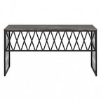 Bureau de travail industriel 60W gris bois flotté/hickory gris foncé avec cadre en métal et passe-câbles - Usage unique